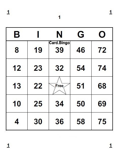 1 bingo card per page 1-75
