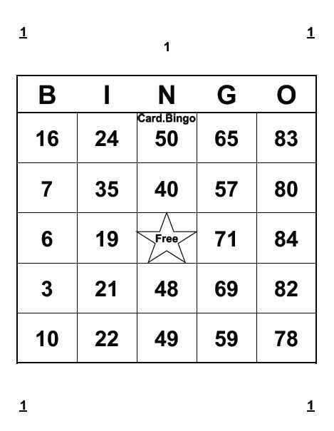 1 cartones por pagina 1-90