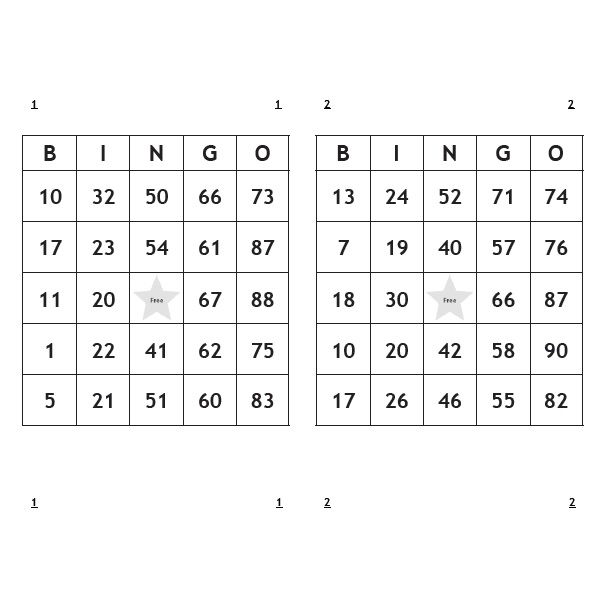 2 cartones por pagina 1-90