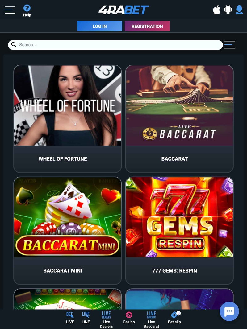 4rabet casino tablet