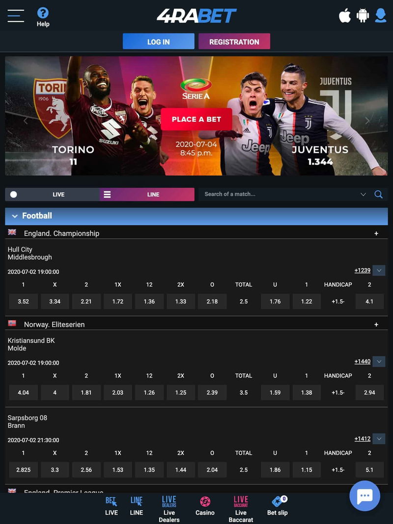 4rabet sportsbetting tablet