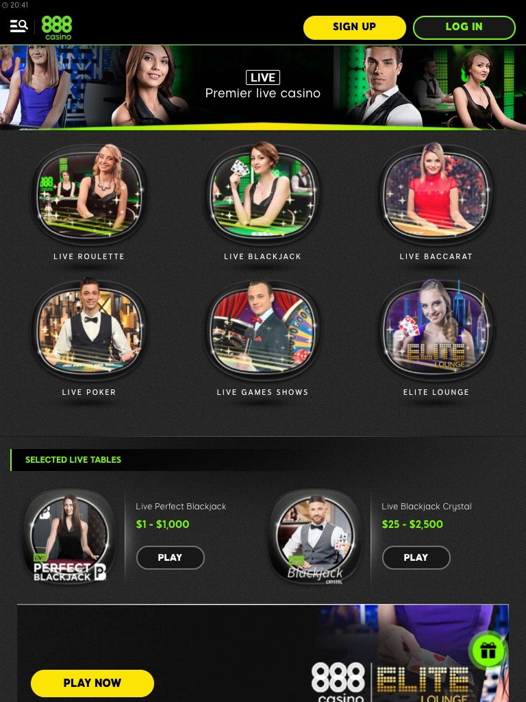 888 casino live casino tablet