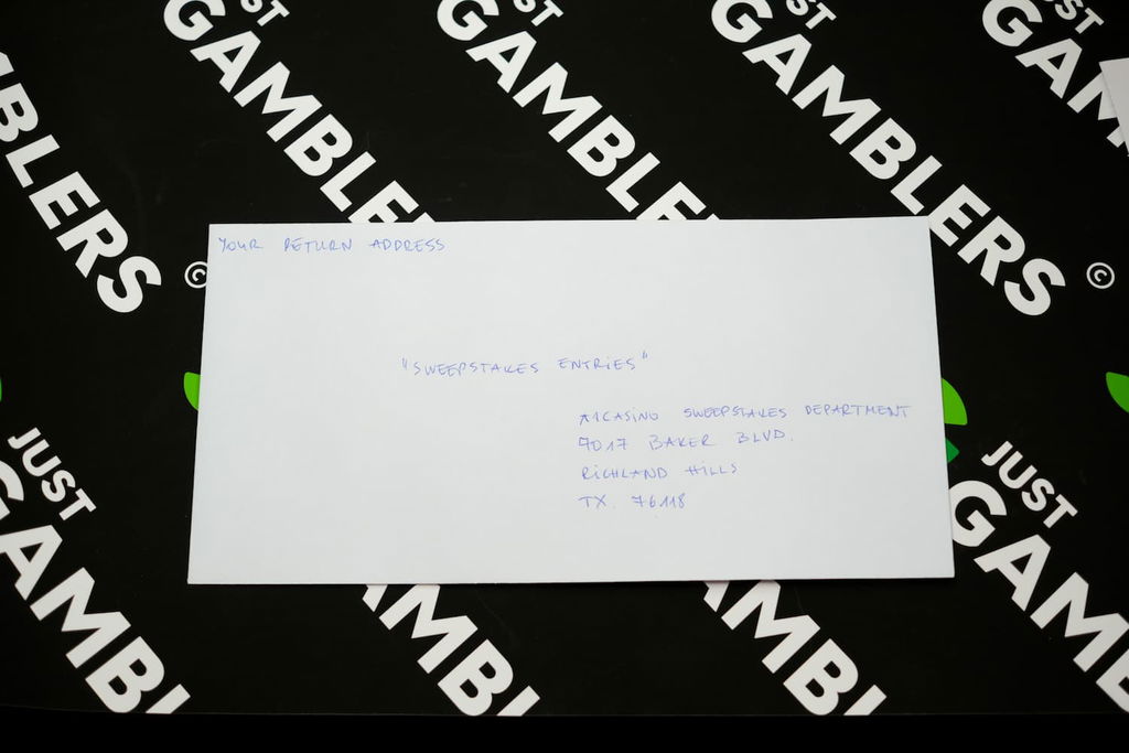 Photo of what you need to complete the A1 Casino mail-in request envelope.