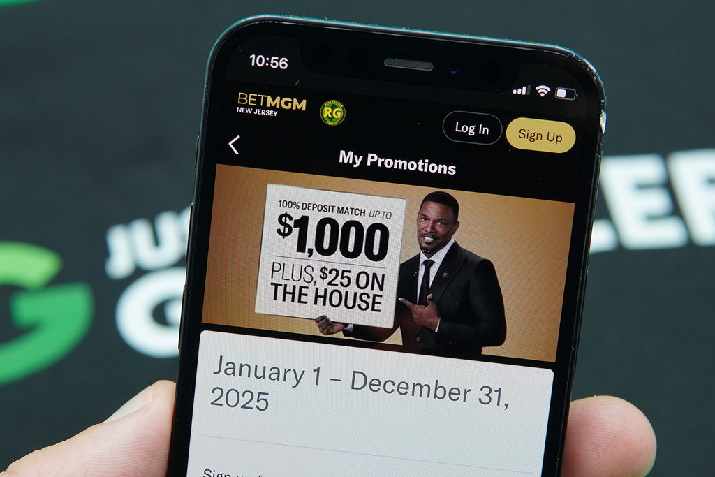 Photo of Patrik Lidin an iPhone with one of many NJ online casinos bonuses.