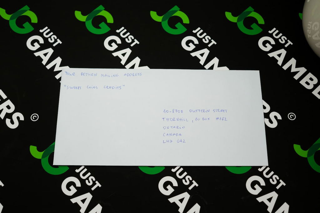 Photo of what you need to complete the American Luck mail-in request envelope.
