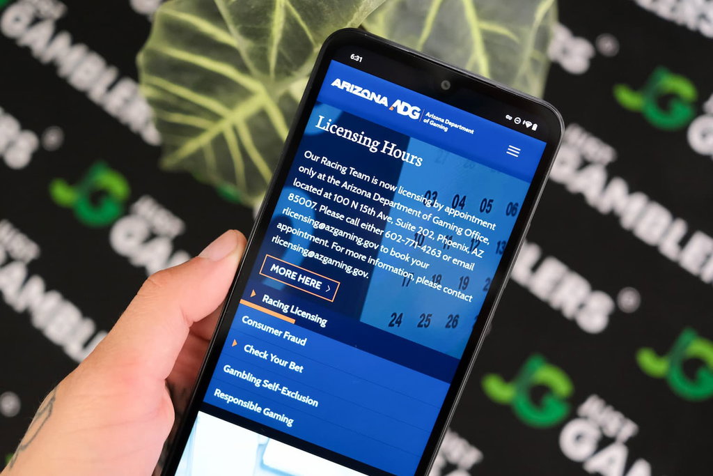 Photo of Arizona Department of Gaming website landing page.