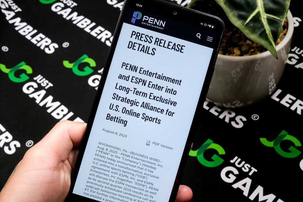 Photo of press release details about Barstool rebranding to ESPN Bet Casino.