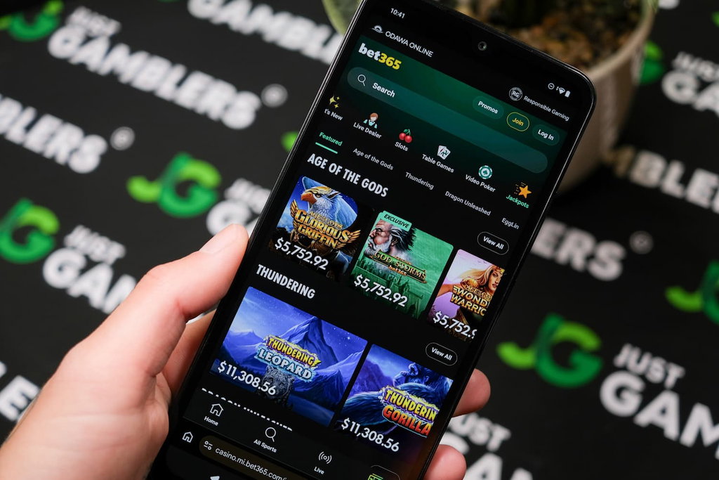 Photo of Bet365 Casino jackpot game library.