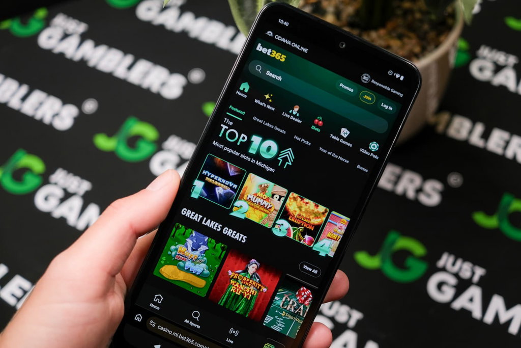 Photo of Bet365 Casino online slots game library.