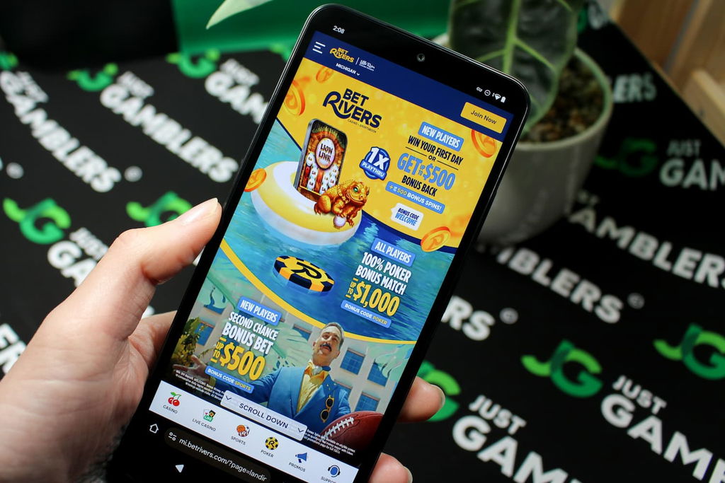 Photo of the BetRivers MI online casino on iPhone.