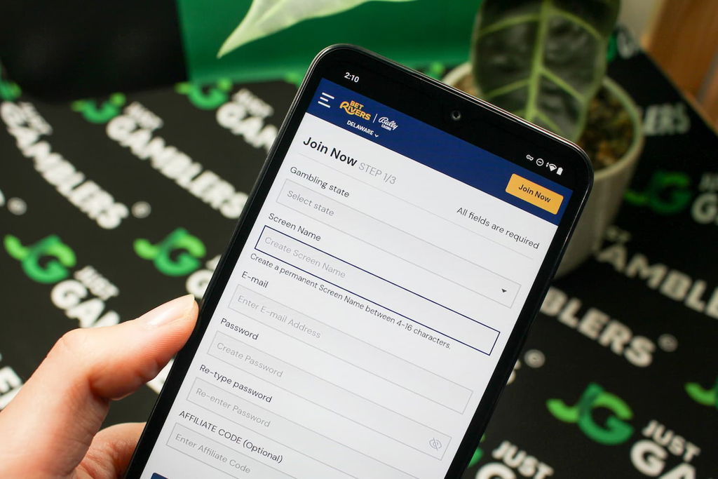 Photo showing the registration at a Delaware online casino.