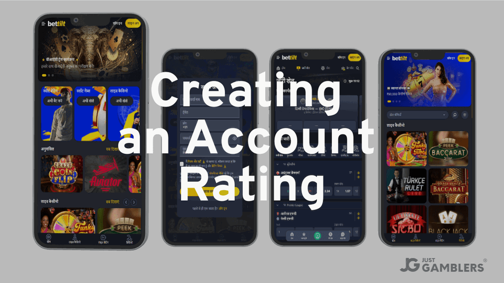 Interface do processo de registo na aplicação Bettilt, mostrando os campos de formulário e classificação da app.