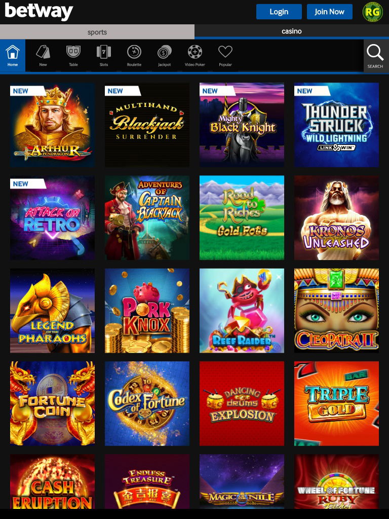 betway united states casino tablet