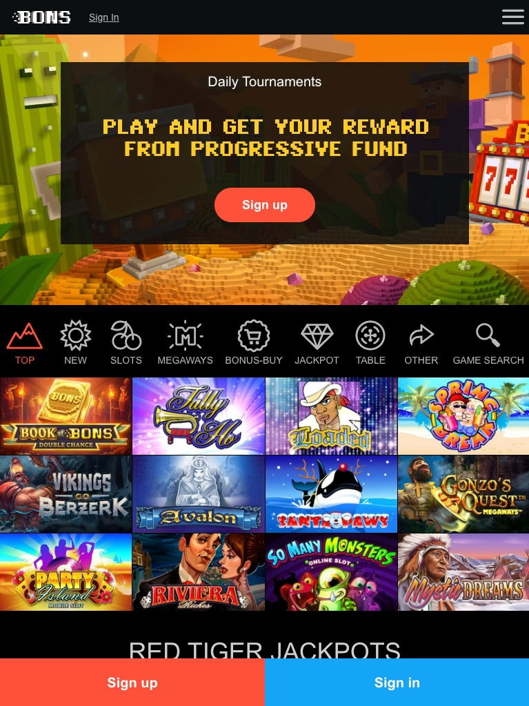 bons casino tablet
