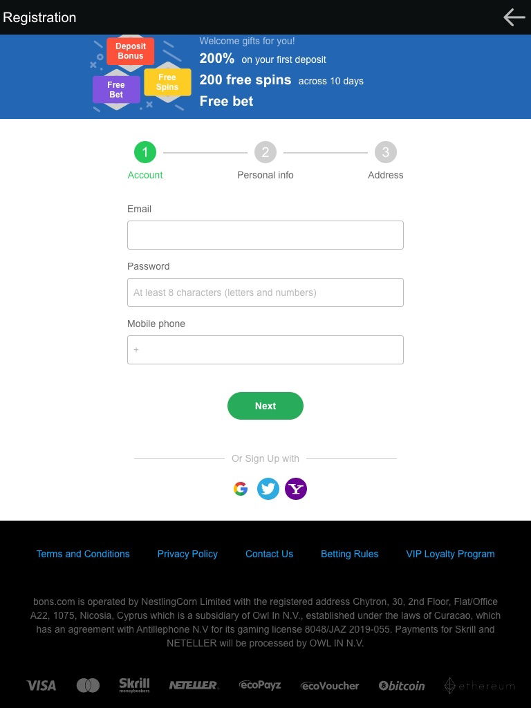 bons registration tablet