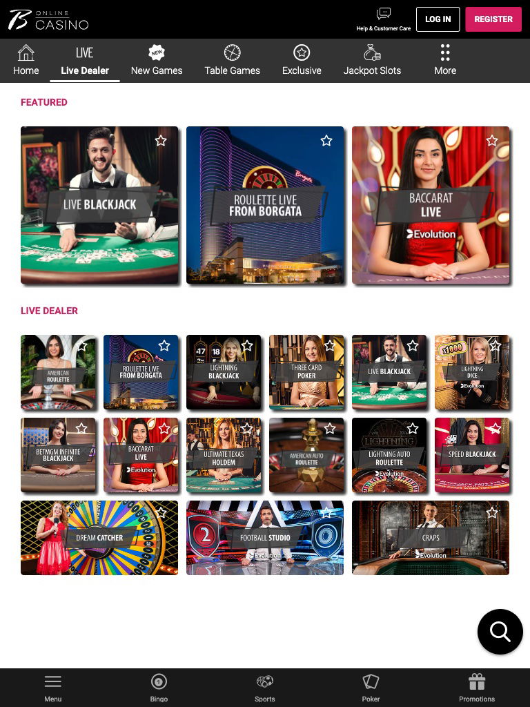Borgata Casino United States Live Casino Tablet
