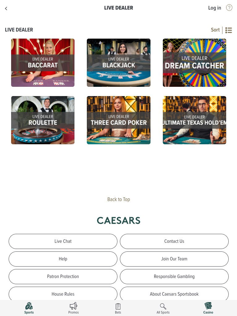 caesars sportsbook casino united states live casino tablet