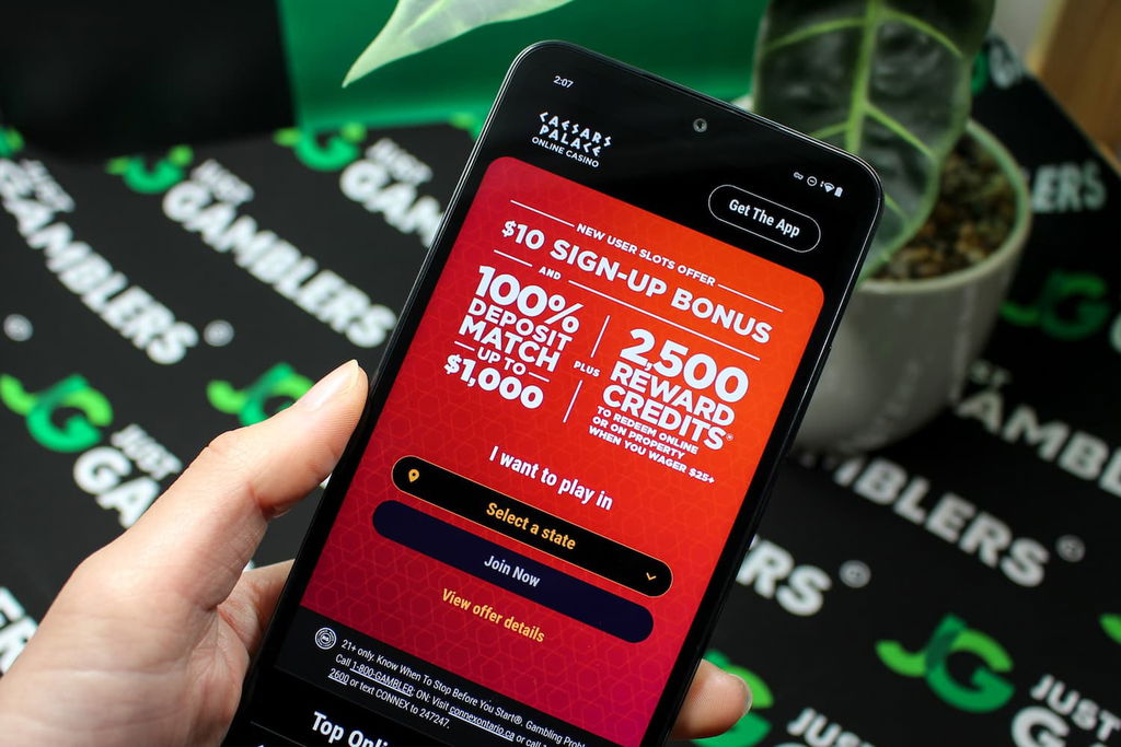 Photo of the Caesars Palace MI online casino on iPhone.