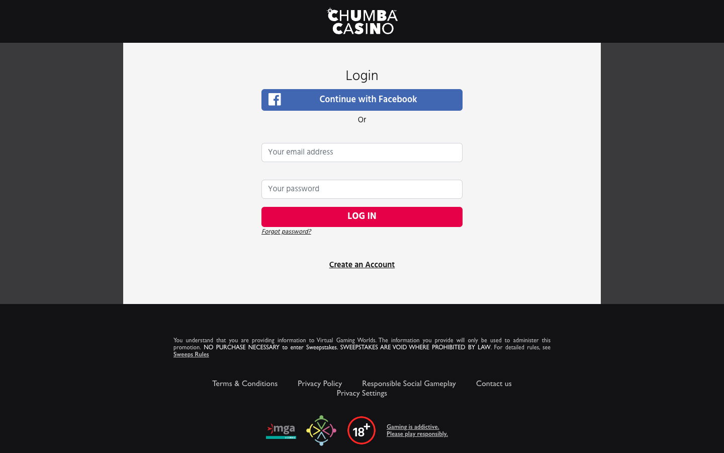 chumba casino united states register