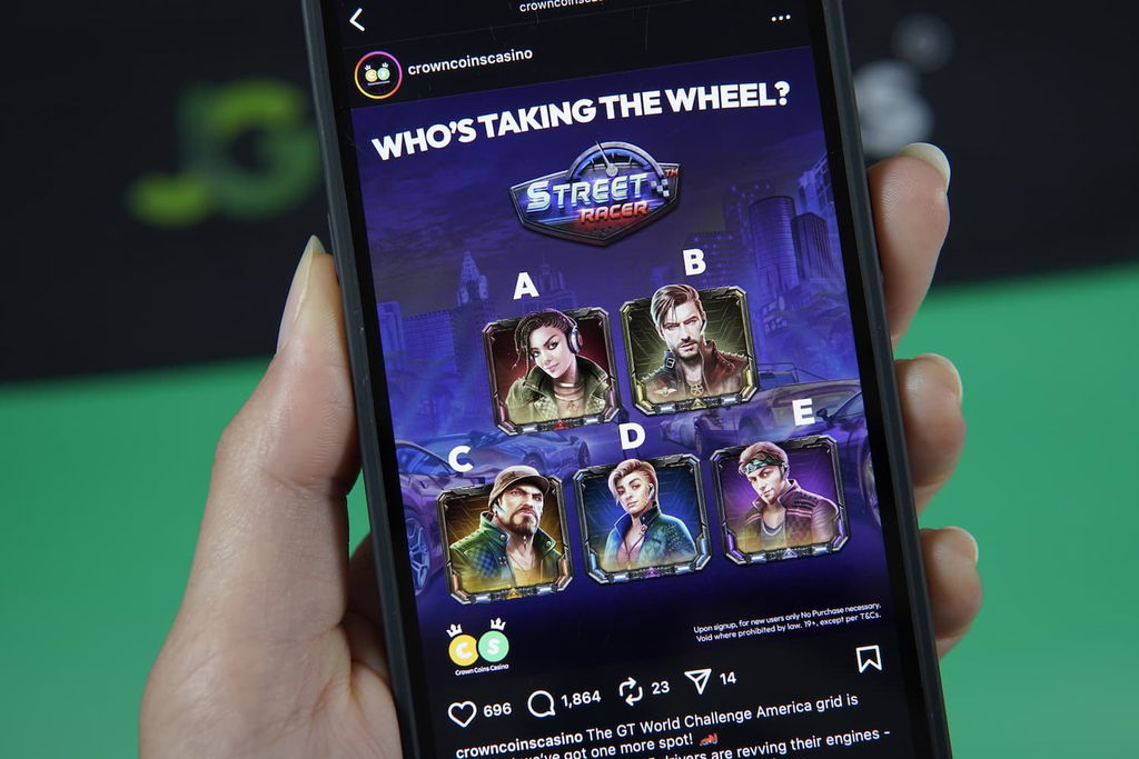 Photo of Crown Coins Casino social media bonus.