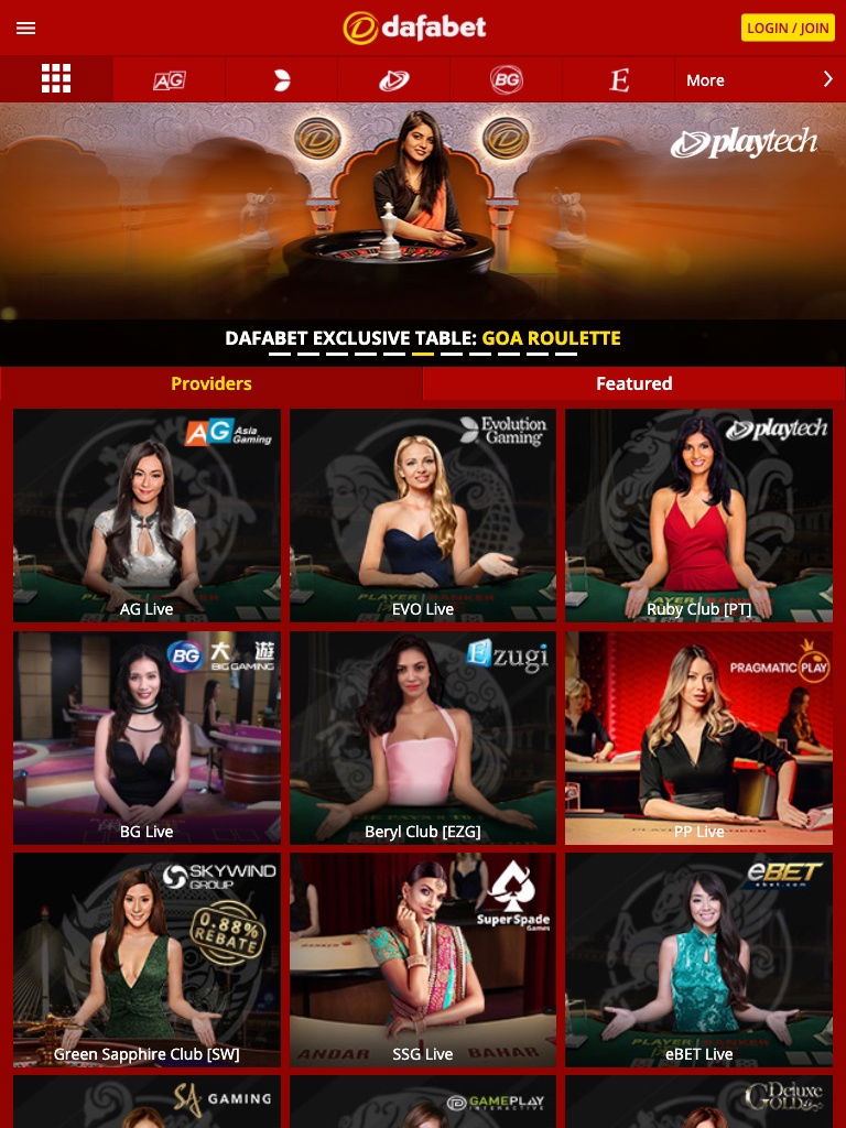 dafabet live casino tablet