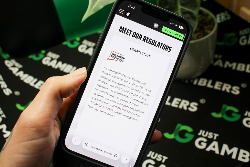 Photo of regulatory information in Connecticut per DraftKings website.