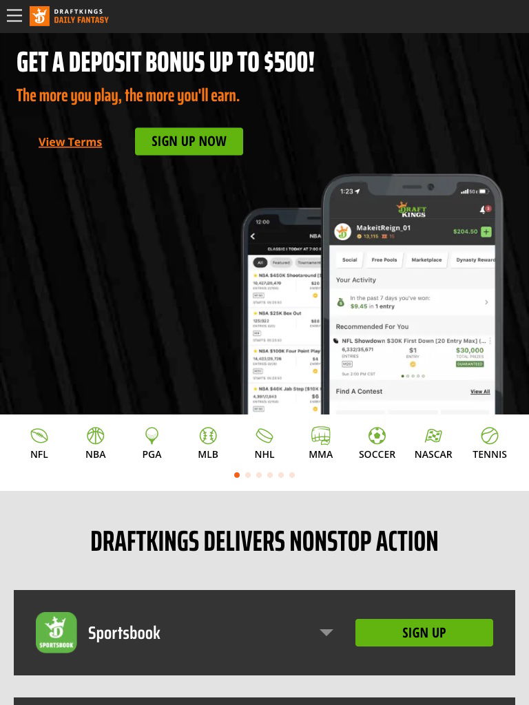 draftkings united states review tablet