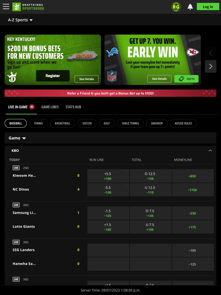 draftkings united states sports tablet
