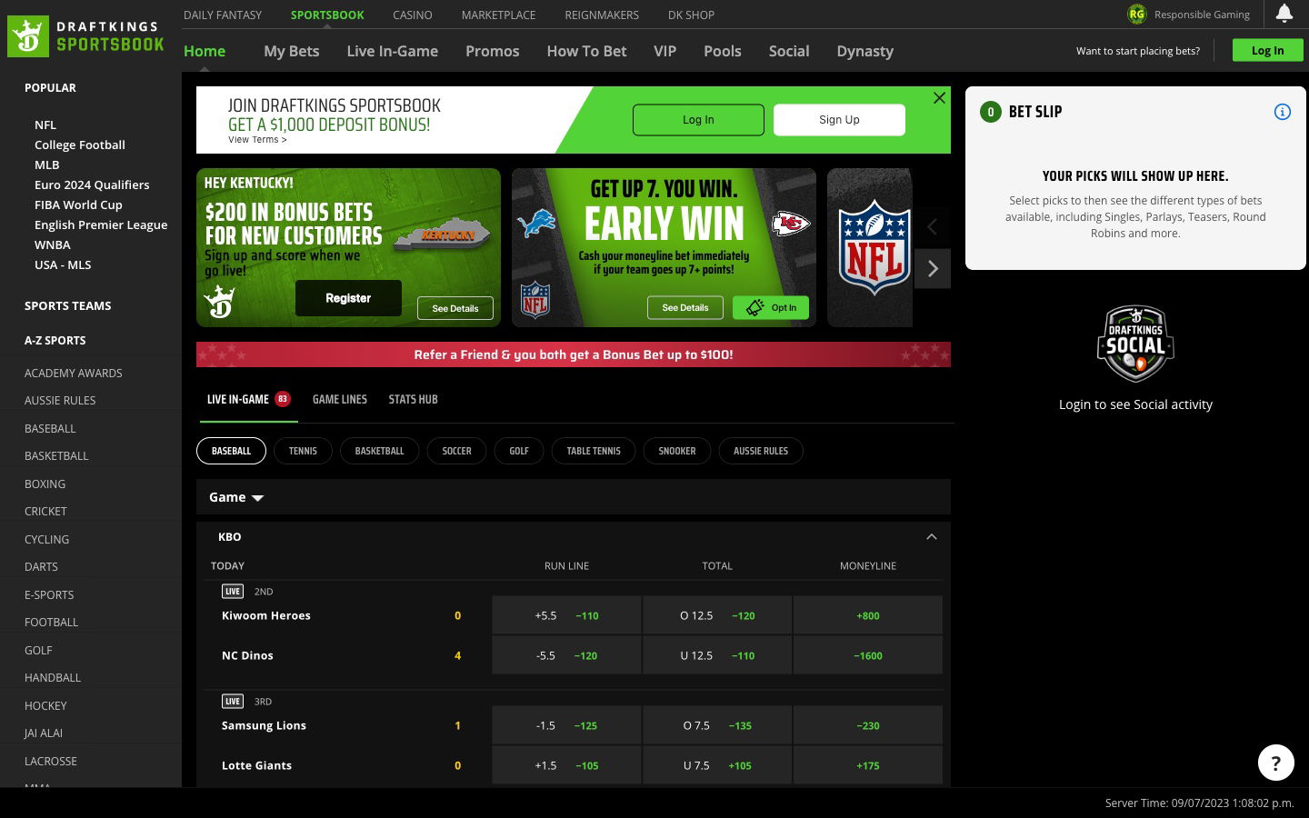draftkings united states sports