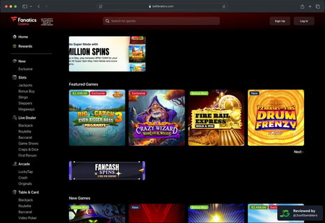 Screenshot of Fanatics Casino Landing Page
