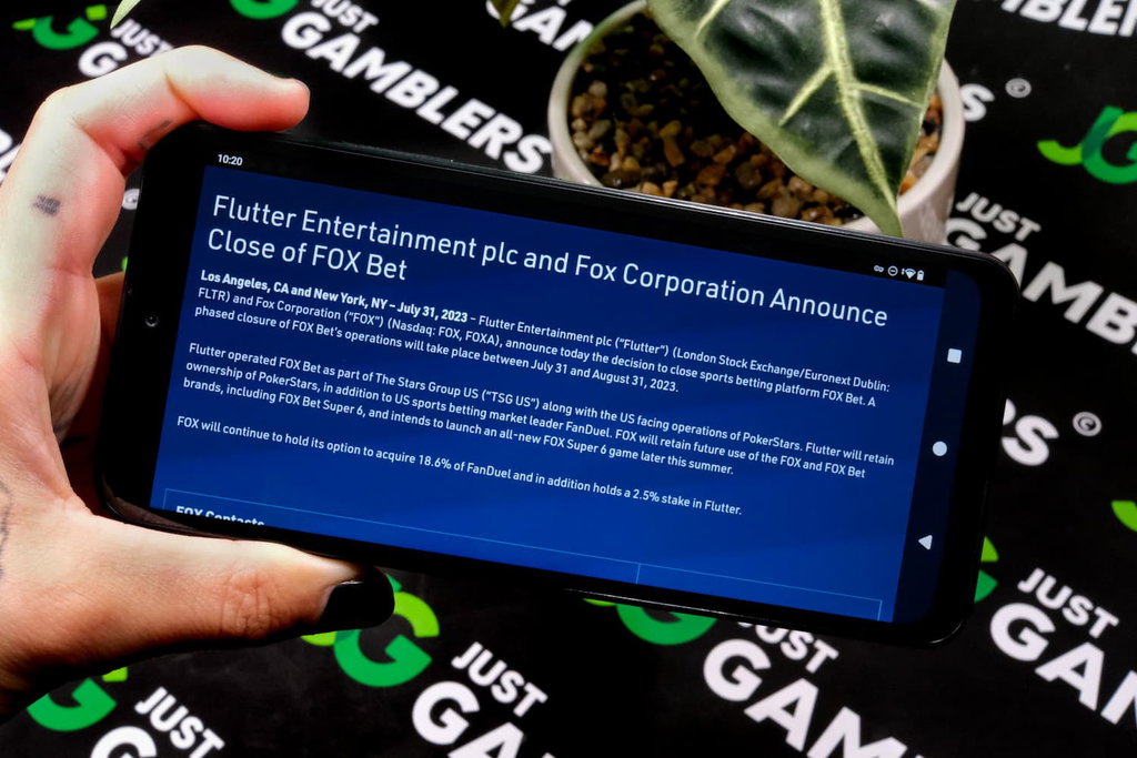 Photo of Flutter press release details about Fox Bet Casino closing down.