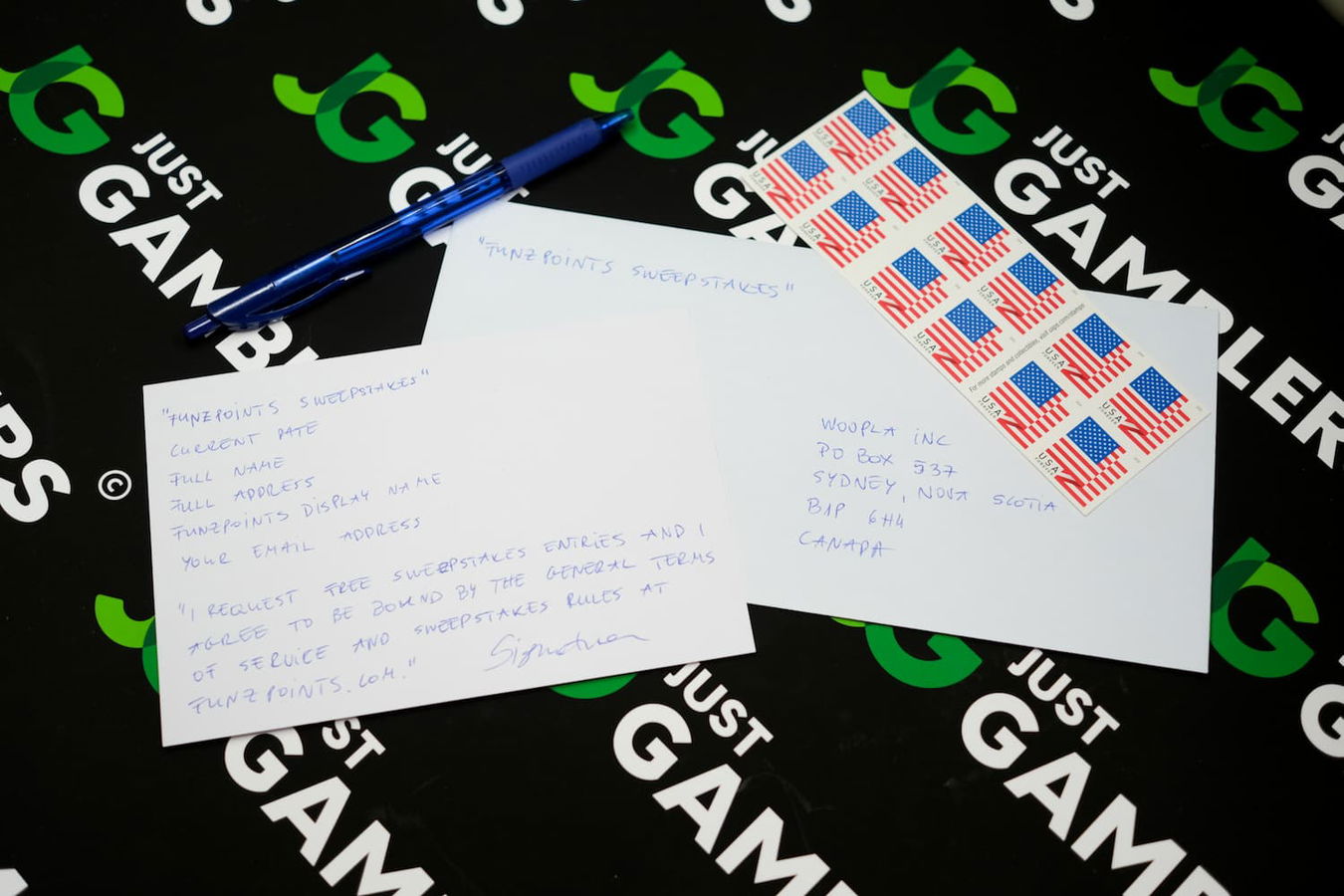 Photo of what you need to complete the FunzPoints mail-in request for free SC.