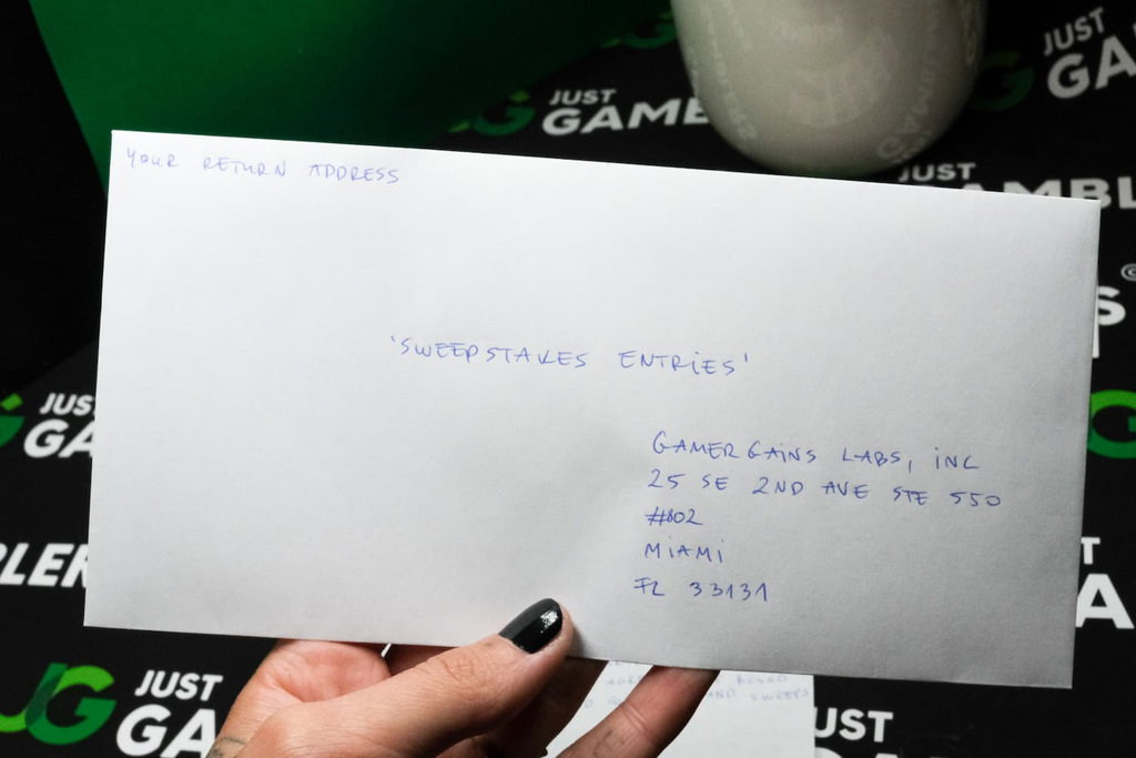 Photo of Gains mail-in envelope.