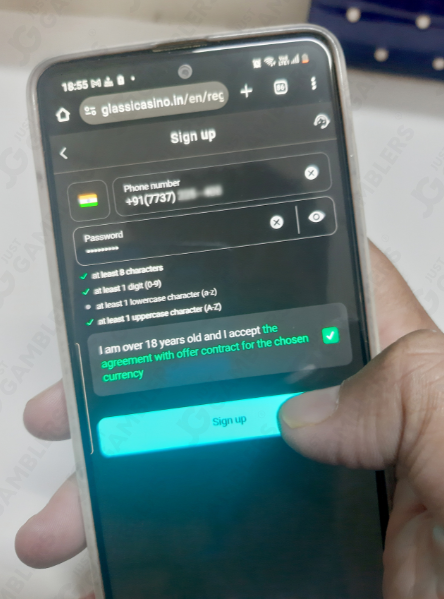 Glassi Casino Sign up Process