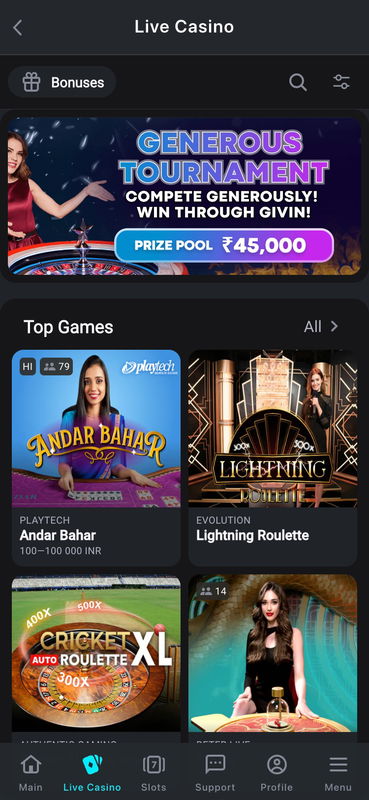glassi india live casino mobile