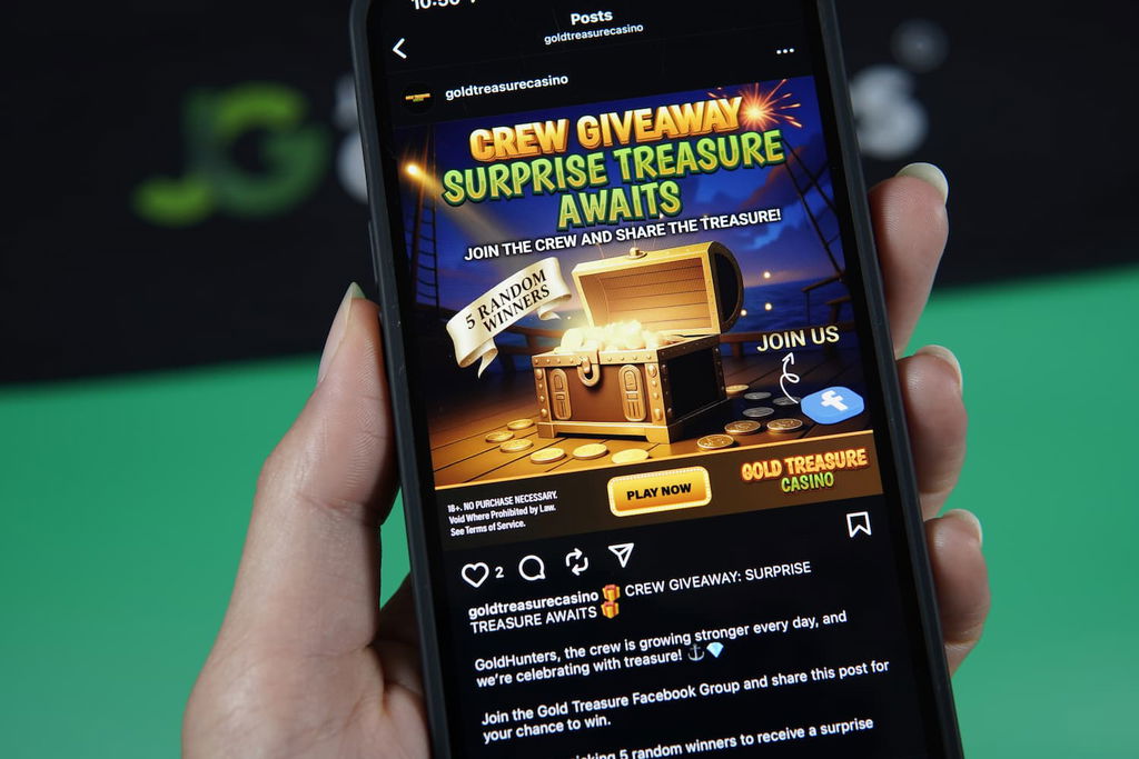 Photo of Gold Treasure Casino social media bonus.