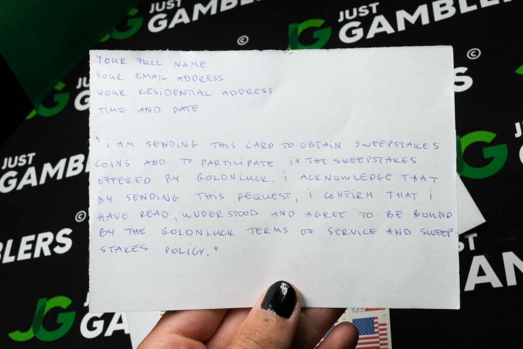 Photo of GoldNLuck mail-in request card.