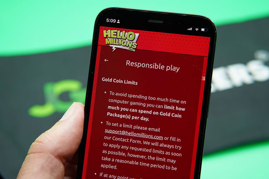 Responsible Play page in Hello Millions