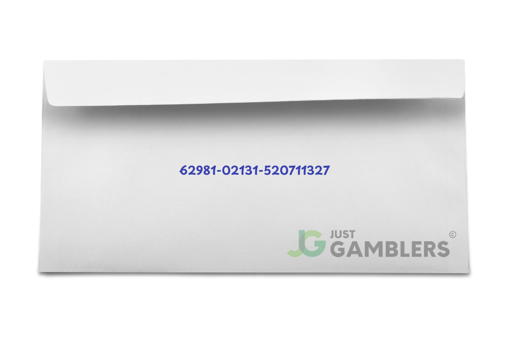 Graphic example of a High 5 Casino mail-in request envelope backside.
