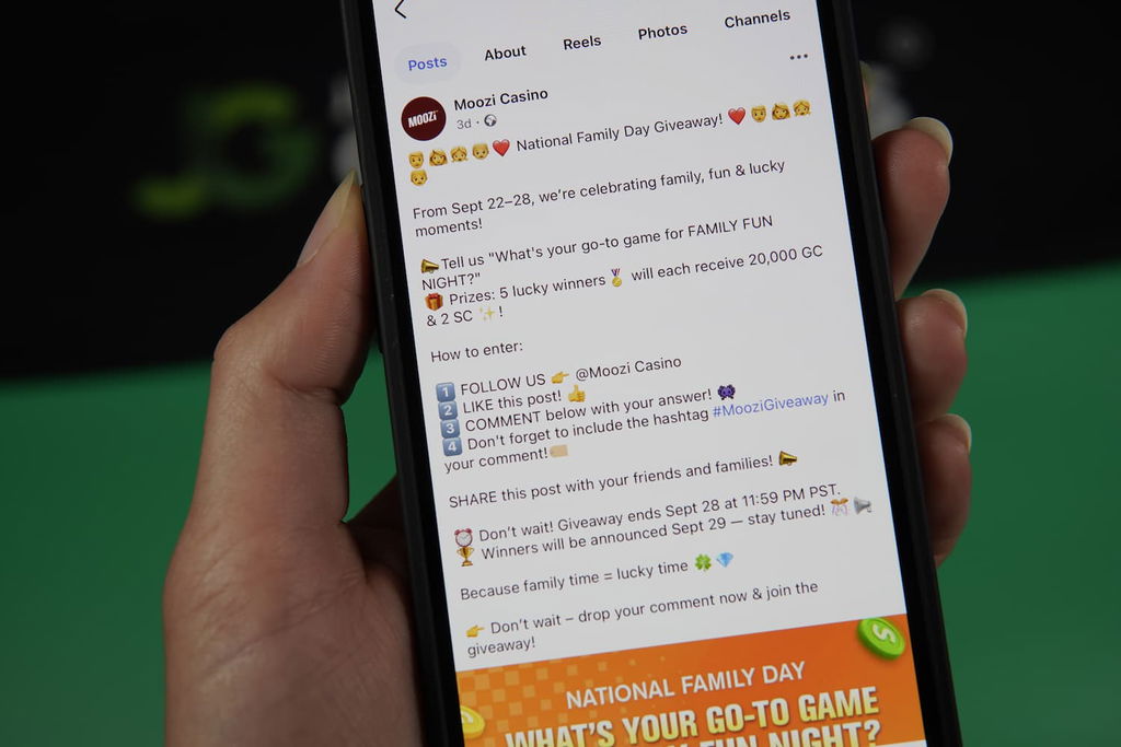 Photo showing how sweepstakes casino social media bonuses works.