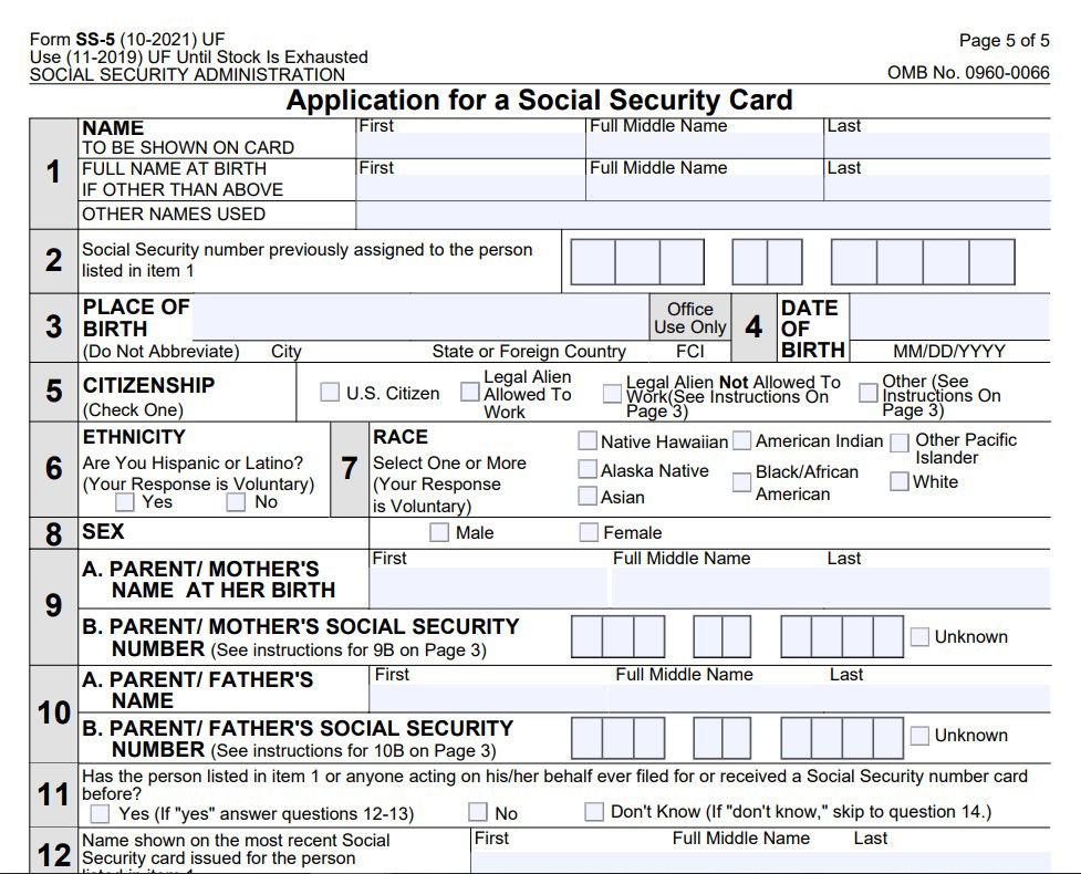 information requested for ssn nj