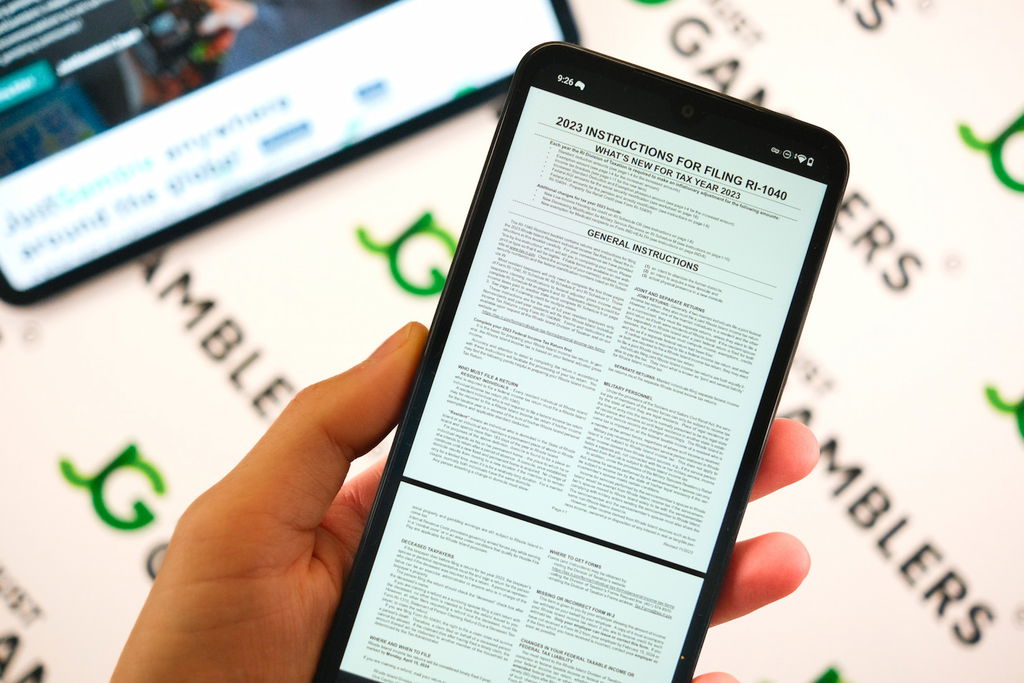 Rhode Island online gambling tax guide: photo of instructions for filling out tax forms.
