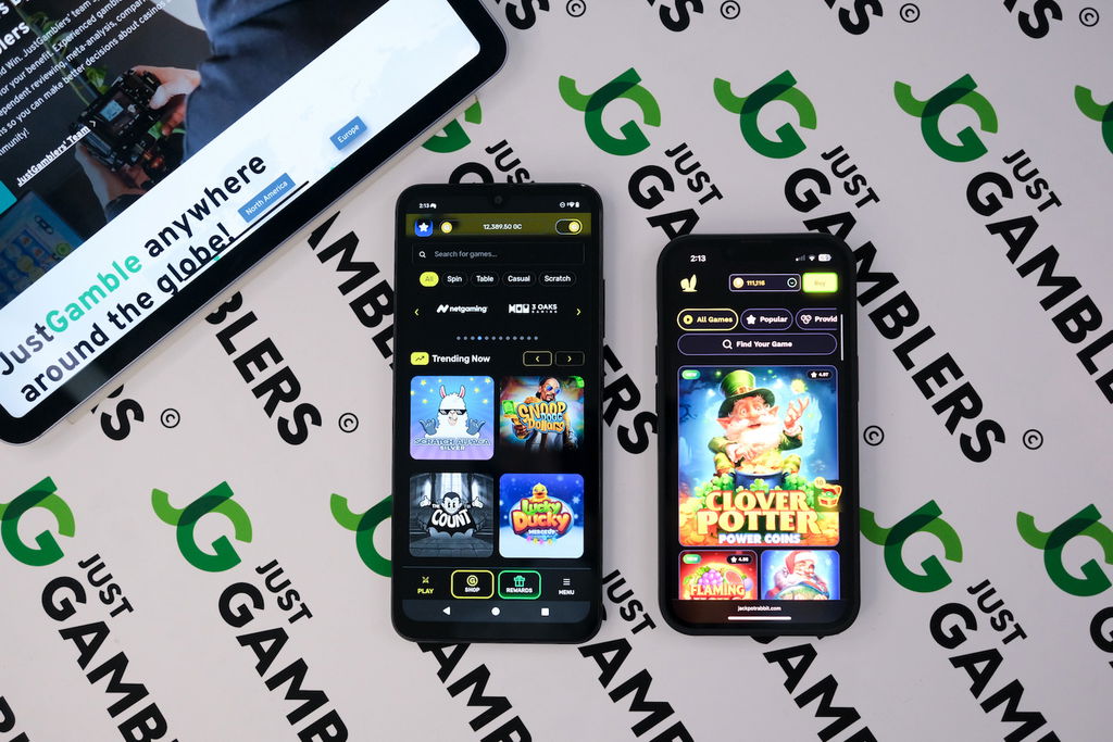 Photo of the Game Library of Jackpot Rabbit and Monkey Spins on Two Devices.