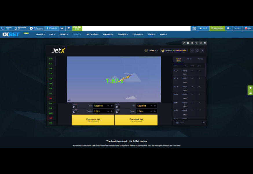 Interface du jeu Jetx