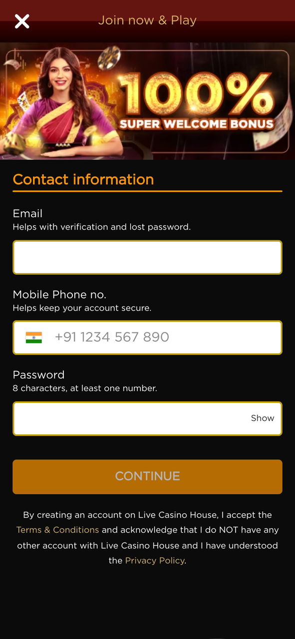 live casino house india register mobile