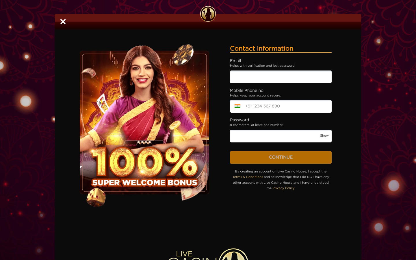 live casino house india register