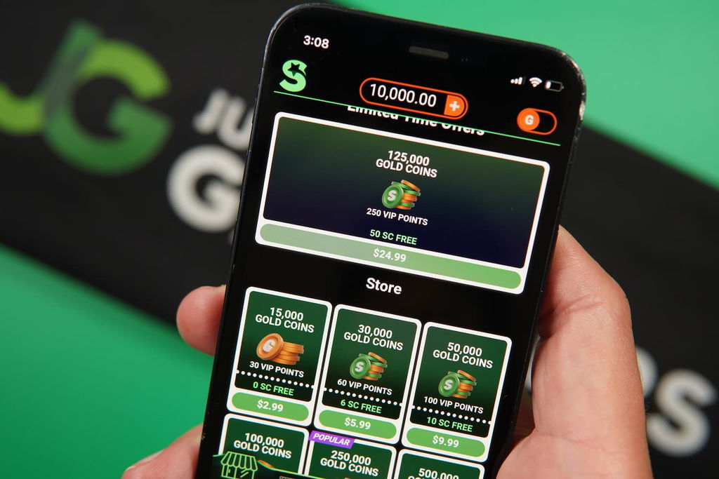 Patrik Lidin holding an iPhone with the LoneStar casino purchases page loaded on the webpage.