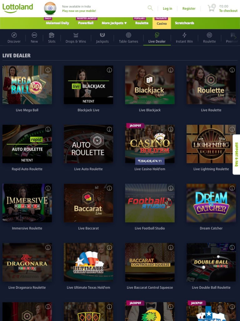 lottoland live casino tablet