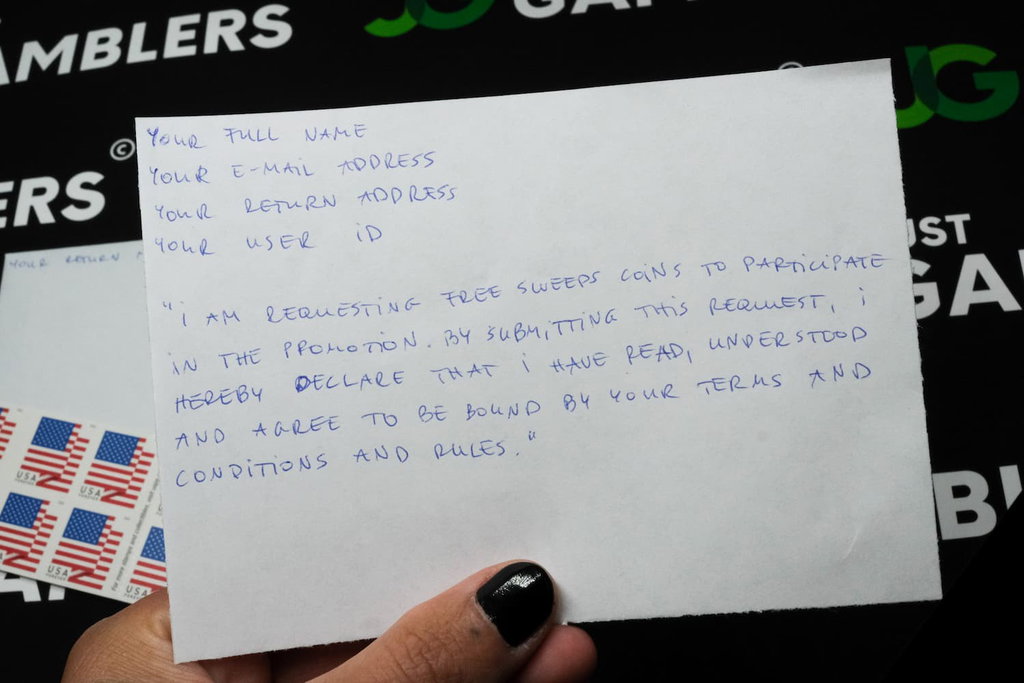 Photo of Luck Party mail-in request card.