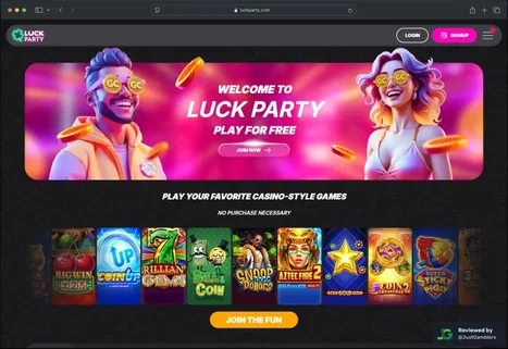 Screenshot of Luck Party Landing Page